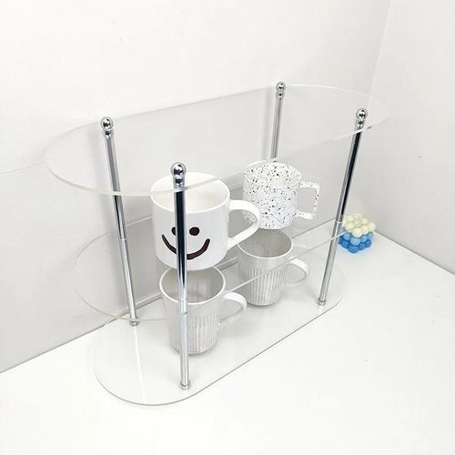 Ins Style¿Support De Rangement En Acrylique,Organisateur De Bureau,Présentoir De Parfum,Bijoux Et Tasses,Étagère Décorative Amovible À 3 Couches.40cm Oval Clear.