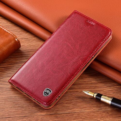 Coque pour iPhone 17 Pro Max,carte enfichable,Etui Housse iPhone 17 Pro Max téléphone protection crazy-horse leather Stand Couverture - Rouge
