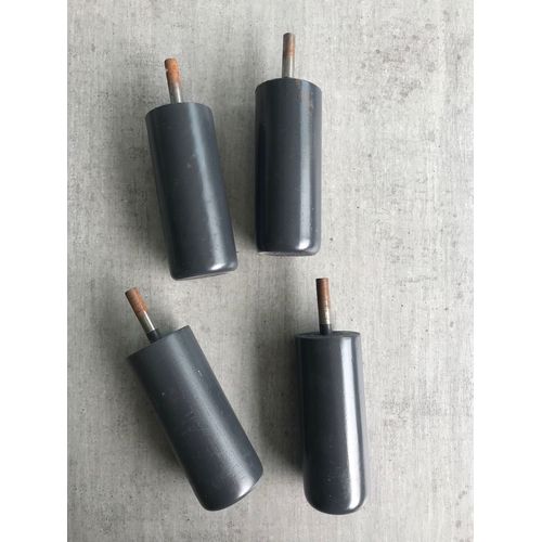#2 Lot 4 Pieds De Lit Sommier Bois Massif Cylindrique 18 Cm Gris Foncé Anthracite Tige Lisse