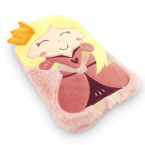 Bouillotte enfant princesse en fourrure rose