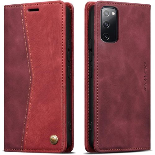 Coque Compatible Avec Samsung Galaxy S20 Fe Housse, Pochette Fermeture Magnetique Avec Emplacements Cartes, Premium Pu Protection Etui Flip Case Pour Samsung Galaxy S20 Fe - Bordeauxe