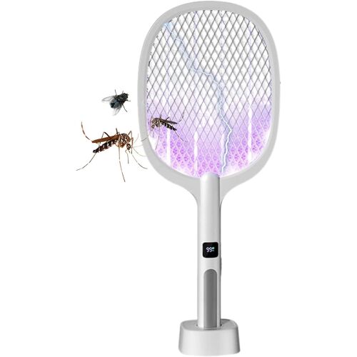 Rechargeable Electric Insect Racket, Electric Wepes Fly and Mosquito Racket with USB Charging Cable for Flying Insects (991G)
