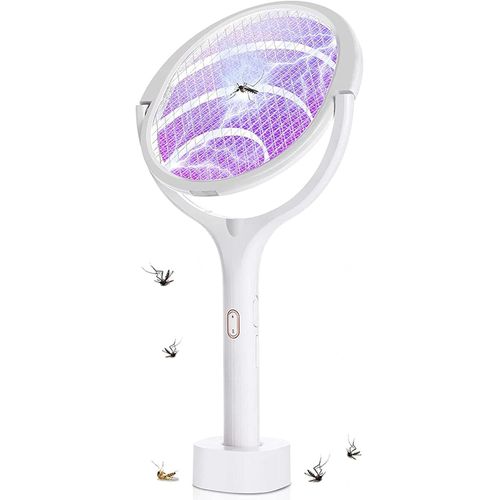 Hand Held Insect Racket, Wall Mounted with Base Gnat Catcher Space Saving Electric Guepe, Suitable for Family Room