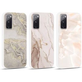 TRAHOO-3 Pièces Coque pour Samsung Galaxy S20 FE 5G/S20 Lite/S20 6,5"", Etui Aesthetic Marbre Motif Dessin Housse, Silicone Cover Antichoc Bumper Protection Case, Marbre03
