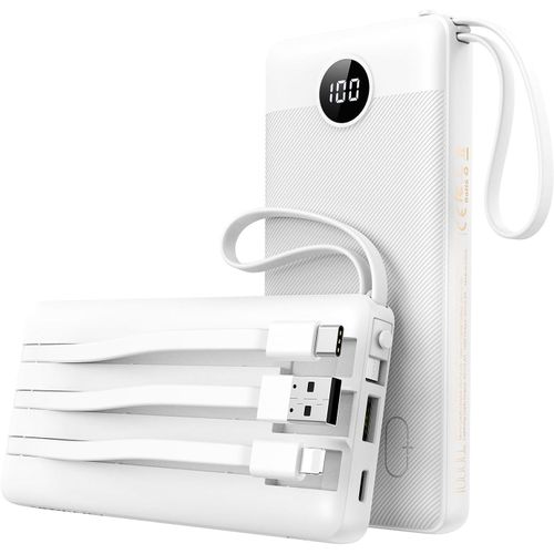 Batterie Externe 20000mah Avec 4 Câbles Intégrés, Veektomx Batterie Externe Charge Rapide Usb C, 5 Sorties Et 4 Entrées Power Bank Batterie Portable Grande Capacité Voyage Chargeur Externe Legere...
