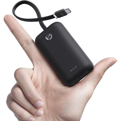 Jgd-Chargeur Portable Mini 10000mah, Powerbank Charge Rapide Usb-C 22,5w Avec Câble Intégré, Batterie Ultra-Compacte Pour Iphone 16/16 Pro/15, Samsung Et Google, Noir