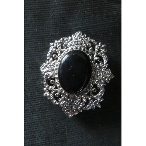 Broche Avec Cabochon Noir Vintage