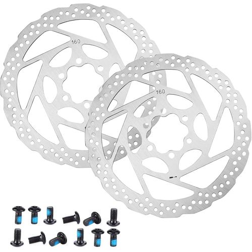 Sept-Lot De 2 Disques De Frein De Vélo 160 Mm Avec 12 Vis, Disque De Frein Argenté, Compatible Avec La Plupart Des Vélos, Vélos De Route, Vtt