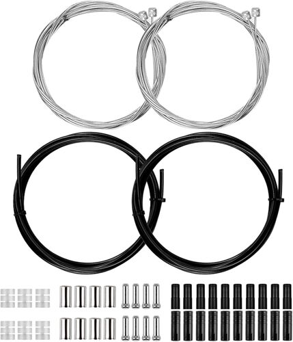 2 Set Cable Frein Velo,Câble De Frein Avant Et Après Vélo,Universel Câble De Vitesse Vélo Kit,Cable Derailleur Vtt Avec Embouts De Manches D'extrémité Beignets Toriques Pour Vélo De Route,Vtt Et Bmx