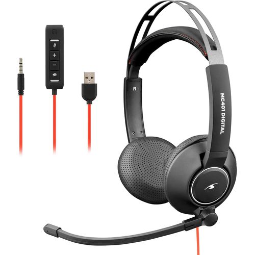 Mc 401 Casque Micro Pc Filaire Usb/3,5 Mm,Son Stéréo,Microphone Rotatif Antibruit,Ultra Confort,Contrôle Du Volume - Casque Professionnel Léger Idéal Télétravail (Usb+Jack)