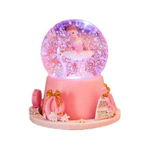 Boîte à musique boule de cristal Ballet avec base LED pour la Saint-Valentin et les occasions spéciales