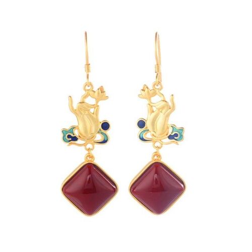 Boucles D'oreilles Florales En Argent S925, Légères, Motif Main De Bouddha, Pour Femmes