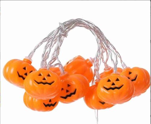 Guirlande Lumineuse Citrouille De 1,5 M Avec 10 Ampoules Blanc Chaud Pour Décoration De Fête D'halloween
