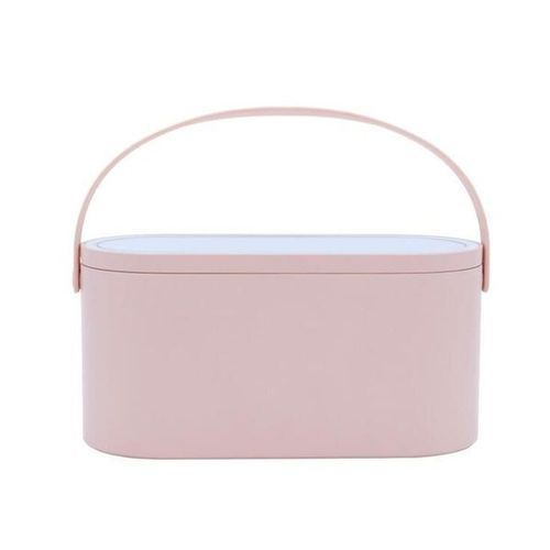 Boîte de rangement de maquillage portable avec miroir LED - Blanc