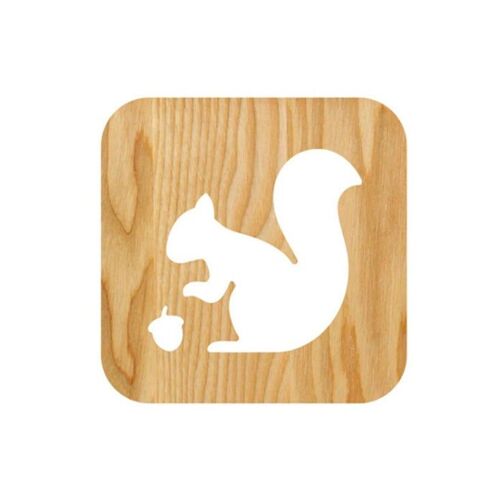 Lampe De Table En Bois Motif Écureuil - Design Creux 3d, Alimentation Usb, Lumière Blanche Chaude, Format Compact