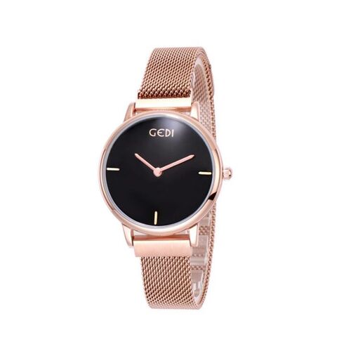 Montre À Quartz Étanche Pour Femme, Bracelet En Maille, Cadran 35 Mm, Boucle Magnétique, Boîtier En Alliage, Style Décontracté Et Formel.