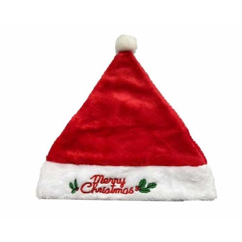 Lot de 2 bonnets de Père Noël en peluche avec flocons de neige