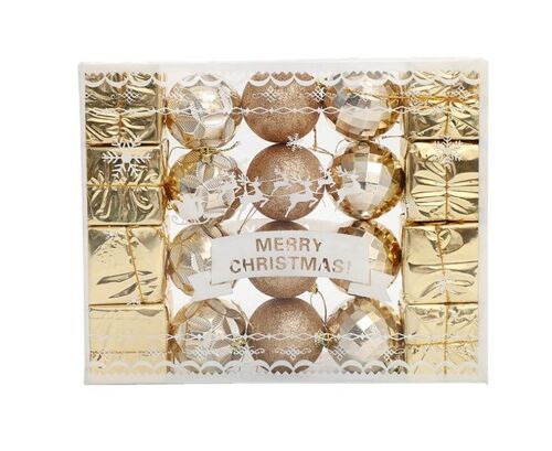 Lot de 20 boules de Noël dorées creuses et colorées pour décoration de Noël