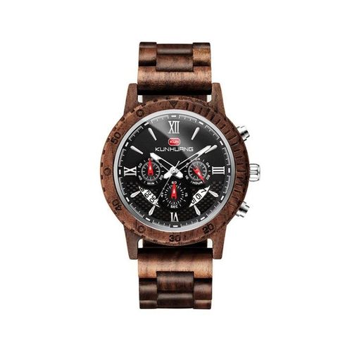 Montre À Quartz En Bois Pour Homme Avec Chronographe Et Fonctions Lumineuses, Cadran De 48 Mm, Style Sportif