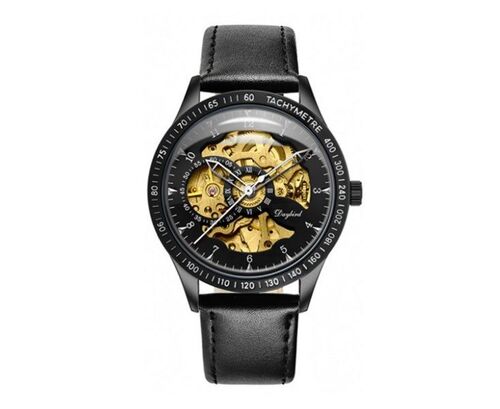 Montre Mécanique Creuse Pour Homme R016-2, Bracelet En Cuir Étanche
