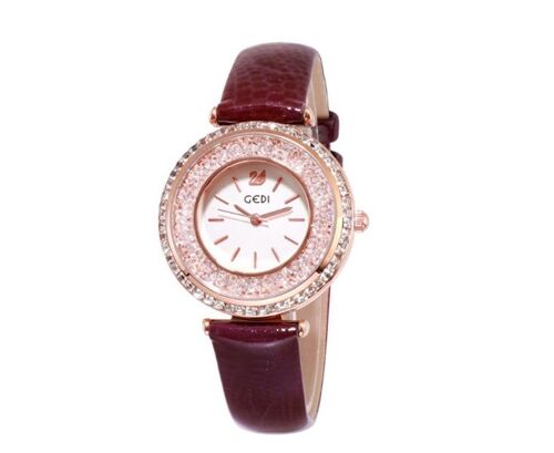 Montre Étanche Pour Femme À Grand Cadran Avec Bracelet En Cuir Et Mouvement À Quartz