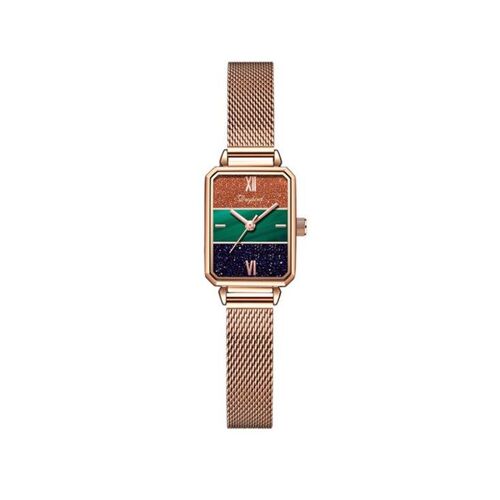 Montre Carrée Pour Femme R045, Petite Taille, Avec Épissure Tricolore Et Motif Ciel Étoilé
