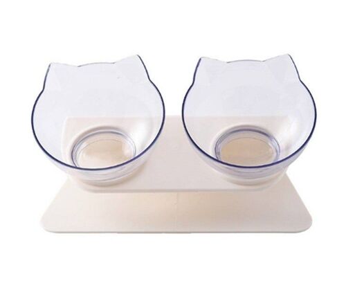 Gamelle Surélevée Double Pour Chats Et Chiens Avec Inclinaison De 15 Degrés Et Base Antidérapante