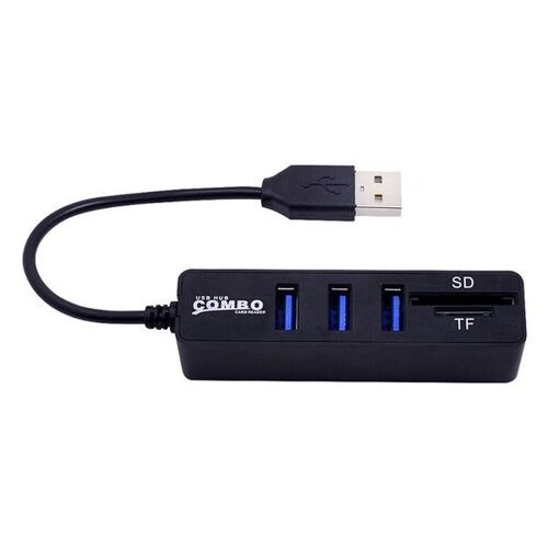 Hub USB 3.0 avec lecteur de carte TF/SD - Adaptateur USB 2.0 6 ports pour PC - Noir