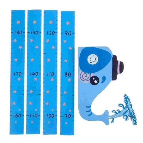 Sticker Mural Avec Toise De Croissance Et Motifs De Girafe Et D'éléphant Pour Chambre D'enfant