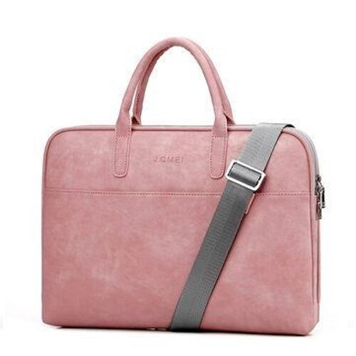 Sac à main rose pour ordinateur portable 15 pouces avec bandoulière et poignées
