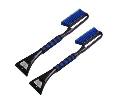 Outil multifonctionnel de déneigement et de déglaçage avec brosse et grattoir - 2 pièces