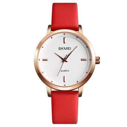 Montre À Quartz Pour Femme, Boîtier En Or Rose, Bracelet En Cuir Noir, Cadran Analogique