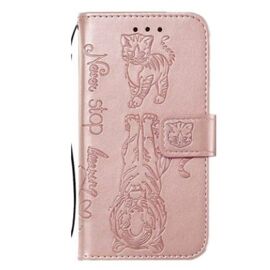 Coque or rose pour iPhone 6 Plus, 7 Plus, 8 Plus avec support et portefeuille