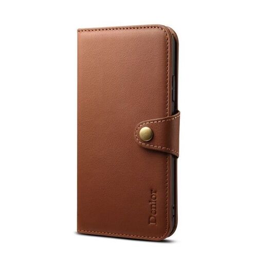 Étui portefeuille à rabat en cuir Denior V2 pour iPhone XS Max - Marron