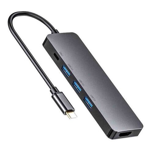 Adaptateur Type-C vers 3 ports USB 3.0 et HDMI 4K avec charge PD pour tablettes et ordinateurs portables