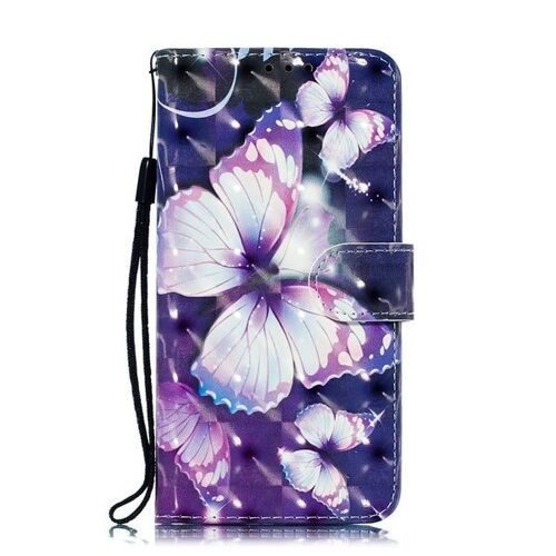 Étui Pour Iphone X/Xs Avec Emplacements Pour Cartes Et Portefeuille ¿ Motif Papillon Violet ¿ 2 Pièces