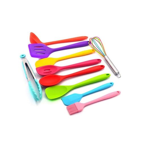 Ensemble De 10 Ustensiles De Cuisine En Silicone Antiadhésifs Pour Une Manipulation Et Un Nettoyage Faciles