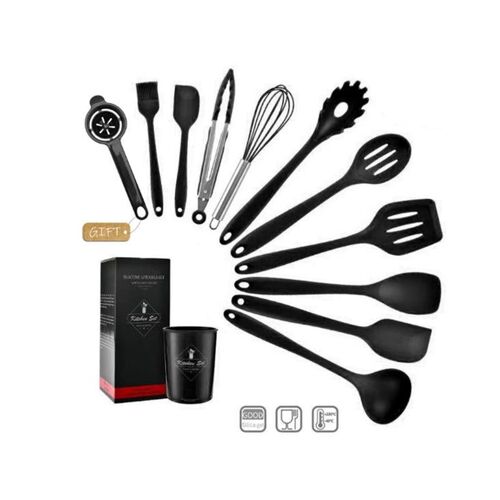 Ensemble D'ustensiles De Cuisine En Silicone 11 Pièces Pour Batterie De Cuisine Antiadhésive