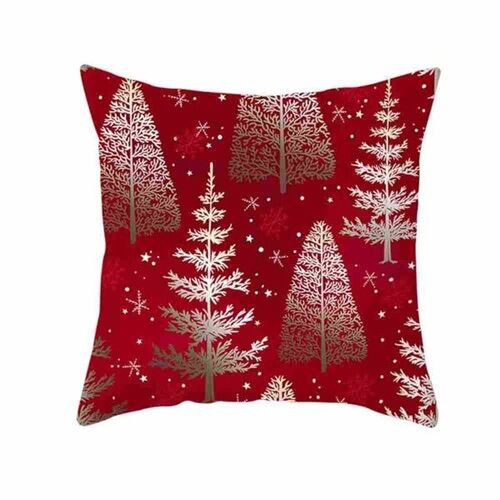Housses De Coussin Imprimées Noël Rouge 45 X 45 Cm - Lot De 2 - Polyester - Garnissage Non Inclus