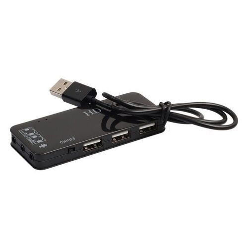 Adaptateur hub USB avec son stéréo pour PC, ordinateur portable, iMac ¿ 3 ports USB 2.0, Plug & Play, blanc