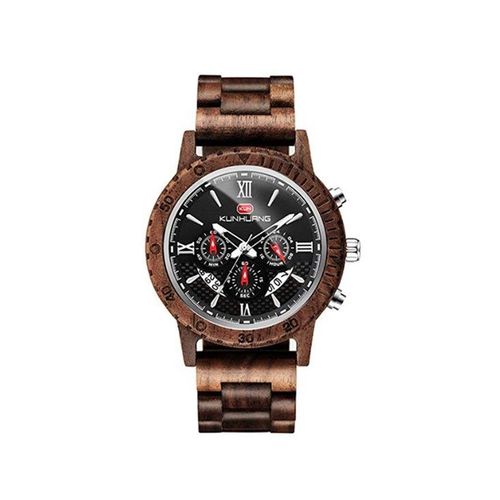 Montre À Quartz En Bois Pour Homme Avec Bracelet En Bois Et Fonctions Multifonctionnelles