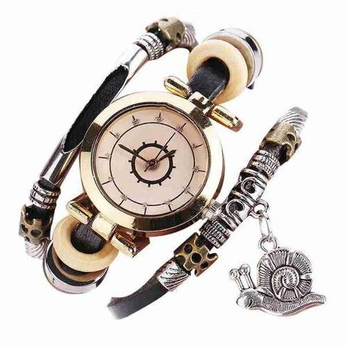 Montre À Quartz Pour Femme Avec Cadran En Diamant Et Bracelet En Cuir