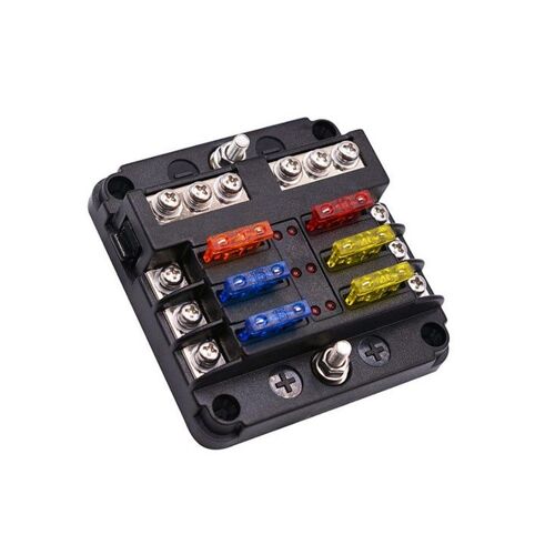 Bloc-Fusibles À Lame 6 Circuits Avec Indicateur Led Pour Applications Automobiles Et Marines 12 V Et 32 V