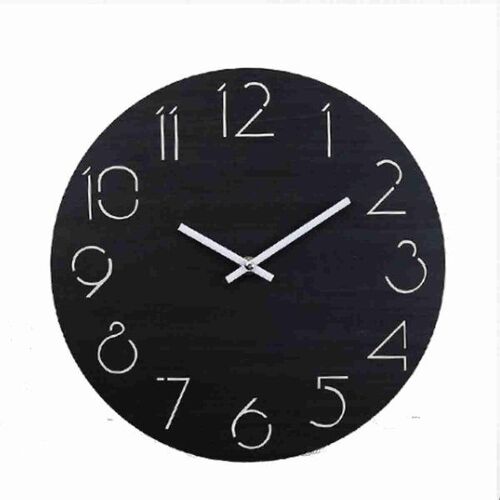 Horloge murale moderne en bois ¿ Design silencieux pour la décoration intérieure, 30 cm, construction en MDF, finition noire