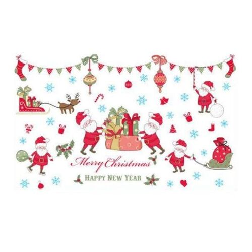 Autocollants de Noël SK9099 - Ensemble de décorations Père Noël et élan (3 pièces) pour la maison et les fenêtres