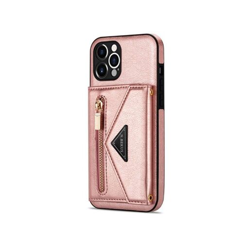 Étui en or rose pour iPhone 14 Pro 6,1 pouces - Protection en cuir PU et TPU
