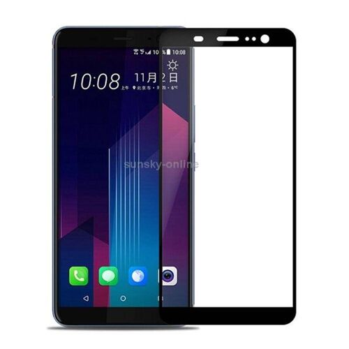 Protection D'écran En Verre Trempé 9h Pour Htc U11+, Bord Incurvé, Couverture Complète - Noir