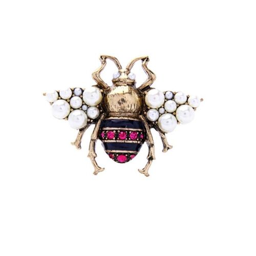 Broche Abeille En Perles Et Strass
