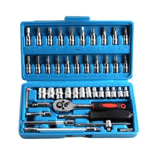 Jeu de clés à douille métriques de 6,3 mm - Kit d'outils de réparation automobile 46 pièces