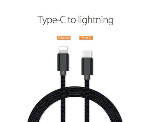 Câble De Données Type-C Vers Apple Lightning 1 M Tpe Tressé Noir